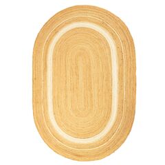 Ковер из джута овальный с вставками белого цвета из коллекции Ethnic, 160х230см, Tkano