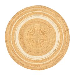 Ковер из джута круглый с вставками белого цвета из коллекции Ethnic, 90см, Tkano