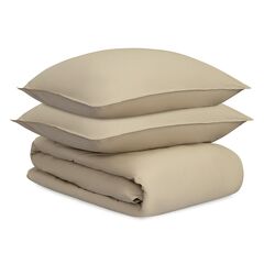 Комплект постельного белья из стираного перкаля бежево-серого цвета из коллекции Essential, 200х220 см, Tkano