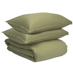 Комплект постельного белья из сатина цвета шалфея с брашинг-эффектом из коллекции Essential, 150х200 см, Tkano