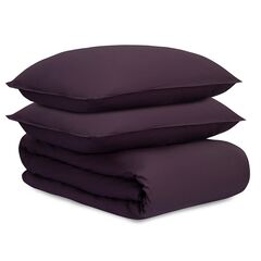 Комплект постельного белья из стираного перкаля сливового цвета из коллекции Essential, 150х200 см, Tkano