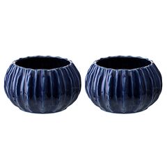 Набор из 2 салатников Actinia синего цвета из коллекции Sea treasures, Tkano