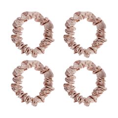 Набор из 4 шелковых резинок для волос цвета пыльной розы из коллекции Essential, Tkano