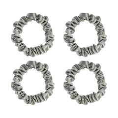 Набор из 4 шелковых резинок для волос светло-серого цвета из коллекции Essential, Tkano