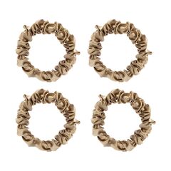 Набор из 4 шелковых резинок для волос бежевого цвета из коллекции Essential, Tkano