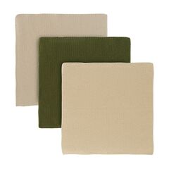 Набор из трех вязаных салфеток для уборки и мытья посуды бежевого и оливкового цветов из коллекции Essential, 28х28 см, Tkano