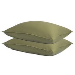 Набор из двух наволочек из сатина цвета шалфея с брашинг-эффектом из коллекции Essential, 50х70 см, Tkano
