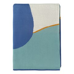 Плед из хлопка с авторским принтом синего цвета из коллекции Freak Fruit, 130х180 см, Tkano