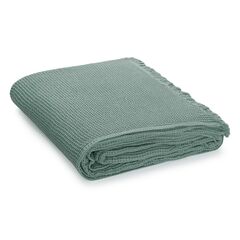 Покрывало вафельное из хлопка цвета шалфея из коллекции Essential, 230х250 см, Tkano