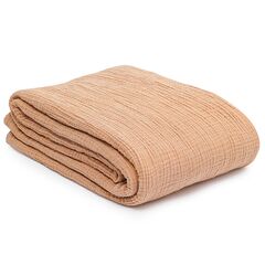 Покрывало двухстороннее из многослойного муслина цвета охры из коллекции Essential, 230x250 см, Tkano
