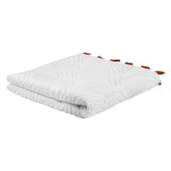 Полотенце банное белое, с кисточками цвета красной глины из коллекции Essential, 70х140 см, Tkano