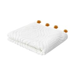 Полотенце для рук белое, с кисточками цвета карри из коллекции Essential, 50х90 см, Tkano