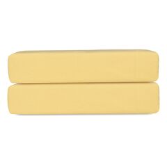 Простыня на резинке из стираного перкаля светло-желтого цвета из коллекции Essential, 180х200х30 см, Tkano