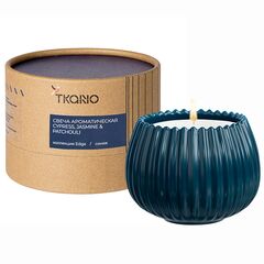 Свеча ароматическая Cypress, Jasmine & Patchouli из коллекции Edge, синий, 30 ч, Tkano