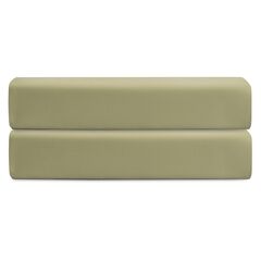 Простыня на резинке из сатина цвета шалфея с брашинг-эффектом из коллекции Essential, 180х200х30 см, Tkano