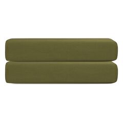Простыня на резинке из сатина из коллекции Meditation, olive, 180х200х30 см, Tkano