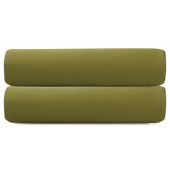 Простыня на резинке из премиального сатина оливкового цвета из коллекции Essential, 200х200х30 см, Tkano