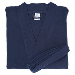 Халат из многослойного муслина темно-синего цвета из коллекции Essential, размер M, Tkano