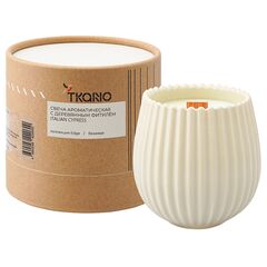 Свеча ароматическая с деревянным фитилём Italian Cypress из коллекции Edge, бежевый, 60 ч, Tkano