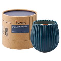 Свеча ароматическая с деревянным фитилём Black Ink из коллекции Edge, синий, 60 ч, Tkano