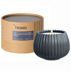Свеча ароматическая Sandalwood, Bergamot & Citrus из коллекции Edge, серый, 30 ч, Tkano
