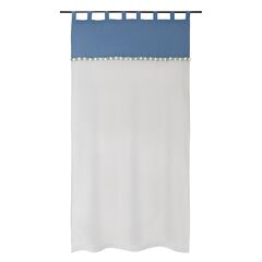 Штора из хлопка с помпонами серо-синего цвета из коллекции Essential, 150х290 см, Tkano