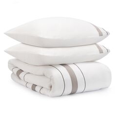 Комплект постельного белья из сатина белого цвета с серым кантом из коллекции Essential, 150х200 см