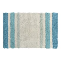 Коврик для ванной из хлопка с синей полоской коллекции Essential, 50х80 см