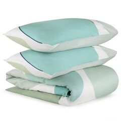 Комплект постельного белья двуспальный из сатина мятного цвета с авторским принтом из коллекции Freak Fruit