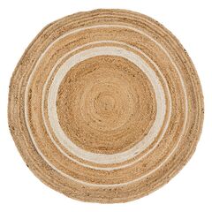 Ковер из джута круглый с вставками белого цвета из коллекции Ethnic, 120 см