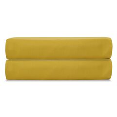 Простыня на резинке из сатина горчичного цвета из коллекции Essential, 200х200 см