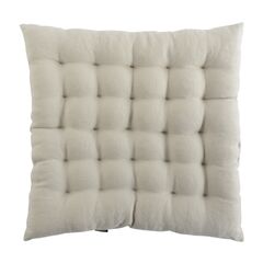 Подушка стеганая на стул из умягченного льна бежевого цвета Essential, 40х40 см