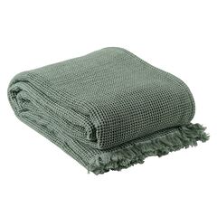 Покрывало вафельное из хлопка мятного цвета  из коллекции Essential, 230х250 см