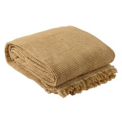 Покрывало вафельное из хлопка светло-коричневого цвета  из коллекции Essential, 230х250 см