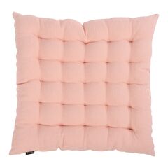 Подушка стеганая на стул из умягченного льна розово-пудрового цвета из коллекции Essential, 40х40 см