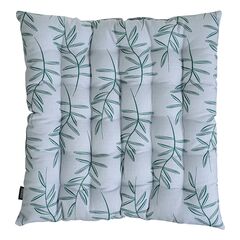 Подушка на стул стеганая из хлопка с графичным принтом Папоротник из коллекции Russian North, 40х40 см