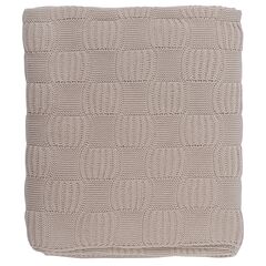 Плед из хлопка рельефной вязки светло-серого цвета из коллекции Essential, 130х170 см