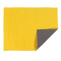 Салфетка под приборы из умягченного льна с декоративной обработкой серый/горчица Essential, 35х45 см