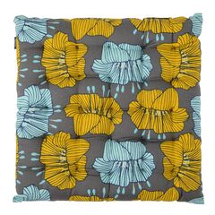 Подушка на стул из хлопка серого цвета с принтом Цветы из коллекции Prairie, 40х40 см