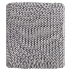 Плед из стираного хлопка серого цвета из коллекции Essential, 130х180 см