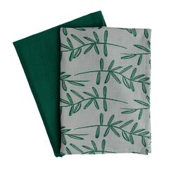 Набор муслиновых кухонных полотенец с графичным принтом Папоротник Russian North, 50х70 см