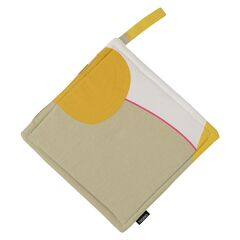 Прихватка из хлопка горчичного цвета с авторским принтом из коллекции Freak Fruit, 22х22 см