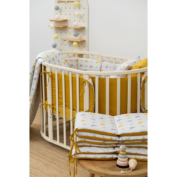 Бортик в кроватку из сатина с принтом Dinosauria world из коллекции Tiny world, 360х35х5 см, изображение 4