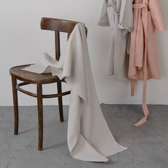 Дорожка на стол из умягченного льна бежевого цвета, 45х150 см, изображение 4