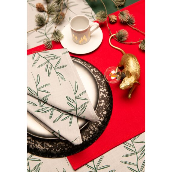 Дорожка на стол из хлопка красного цвета Russian North, 45х150 см, изображение 6