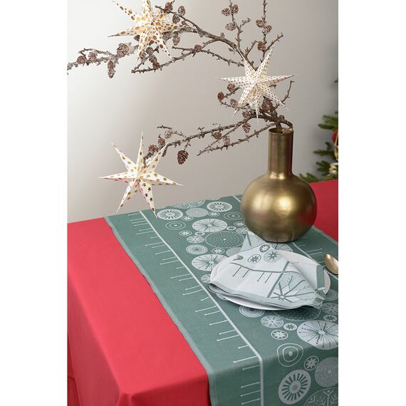 Дорожка из хлопка зеленого цвета с рисунком Ледяные узоры из коллекции New Year Essential, 53х150см, изображение 3