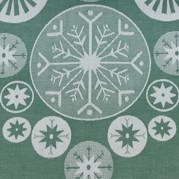 Дорожка из хлопка зеленого цвета с рисунком Ледяные узоры из коллекции New Year Essential, 53х150см, изображение 8