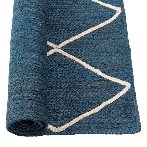 Ковер из джута темно-синего цвета с геометрическим рисунком из коллекции Ethnic, 70х160 см, изображение 5