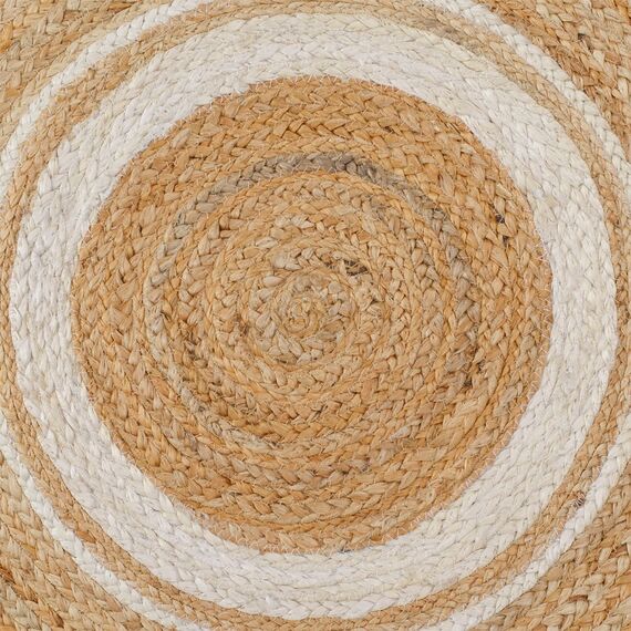 Ковер из джута круглый с вставками белого цвета из коллекции Ethnic, 90 см, изображение 4