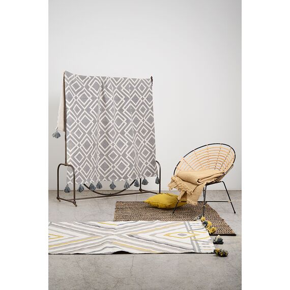 Ковер из хлопка с контрастным узором и кисточками из коллекции Ethnic, 120х180 см, изображение 5